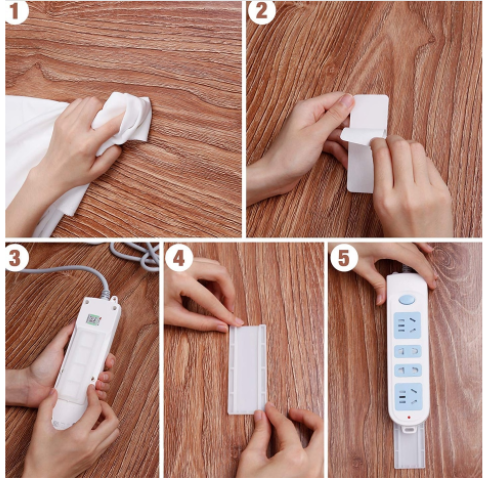 Self Adhesive Power Strip Wall Socket Holder (4Pcs/Set)