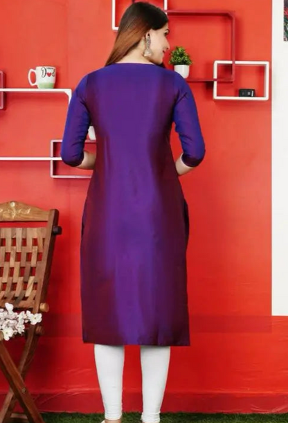 Purple Emrodery kurti for women