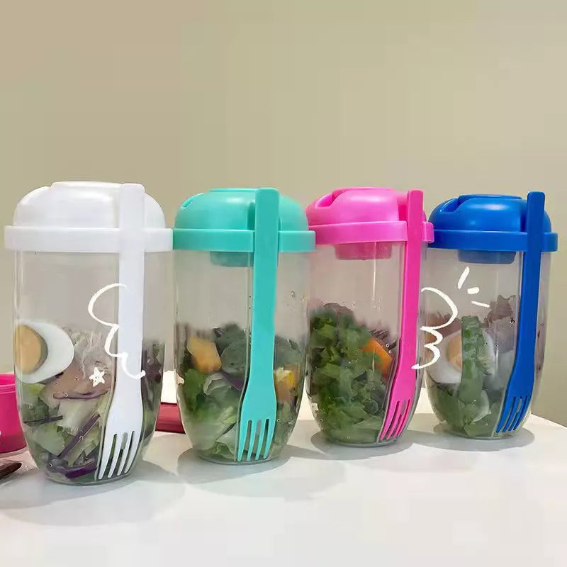 Portable Built-in Fork Mini Salad Cup