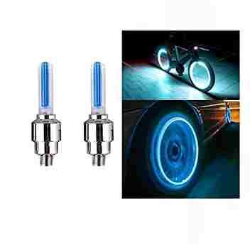 बाइक/साइकिल टायर एलईडी लाइट रिम वाल्व कैप मोशन सेंसर के साथ चमकती है (नीला)