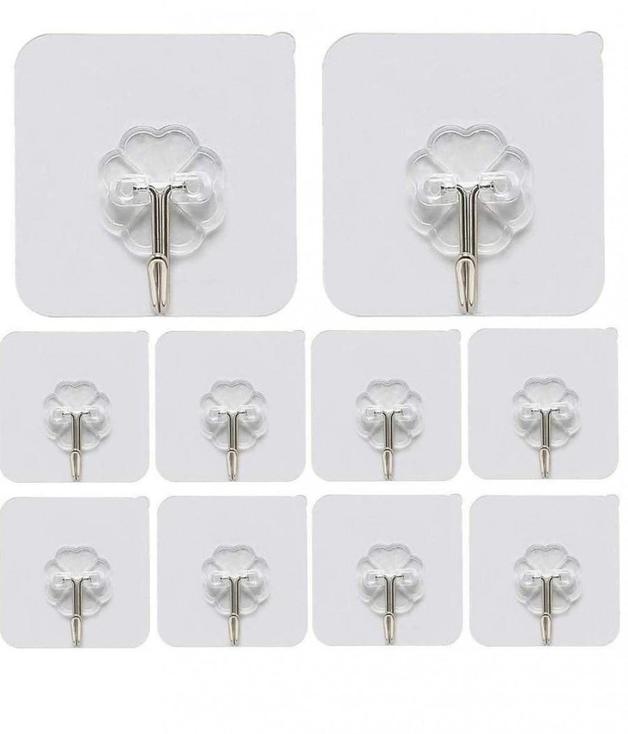 Hooks-Transparent Self Adhesive Hooks Hanger(Pack of 12)