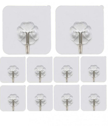 Hooks-Transparent Self Adhesive Hooks Hanger(Pack of 12)