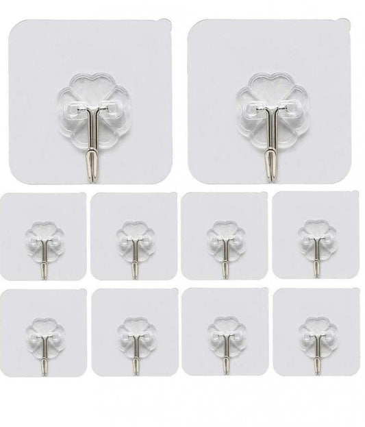 Hooks-Transparent Self Adhesive Hooks Hanger(Pack of 12)