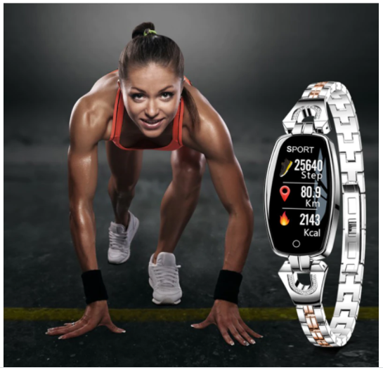 Fitness Bracelet Smartwatch With Metal Mesh Strap