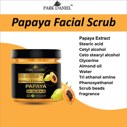 Park Daniel Vitamin C, Papaya and Mix Fruit Scrub For Balck Head & Dead Skin Removal Combo Pack of 3 Jars of 100 ml(300 ml)