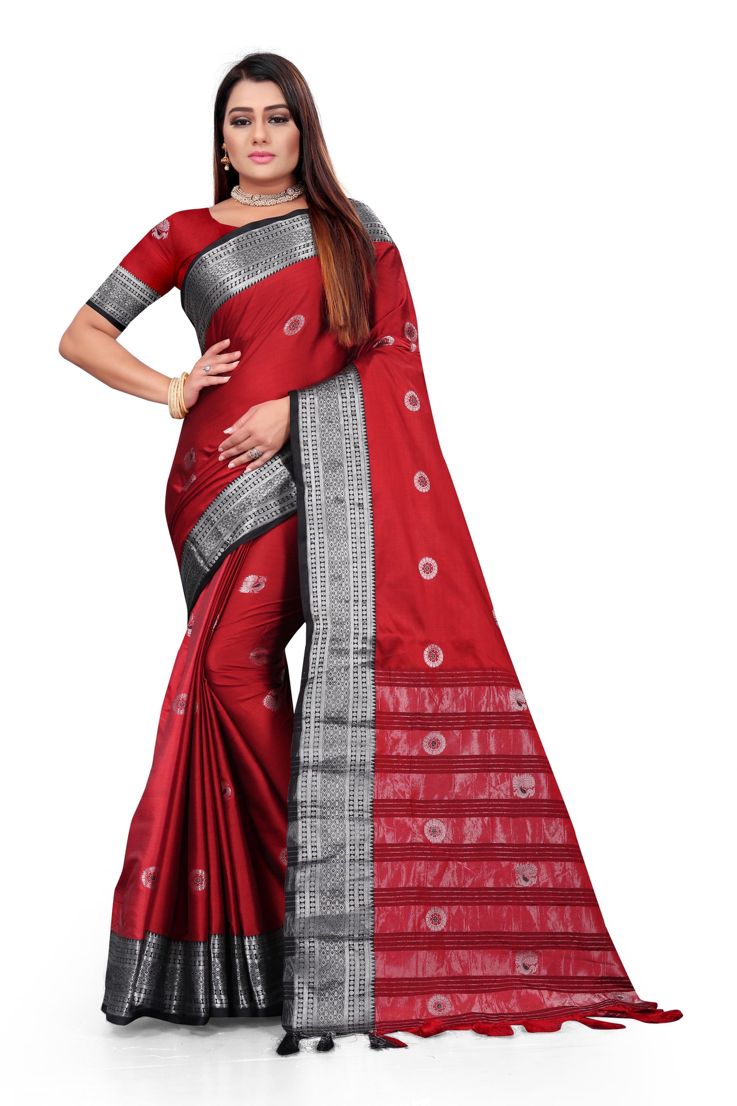 Wunderschönes Sari aus gewebter Zari-Baumwolle