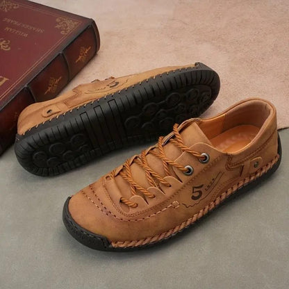 Men's Casual Leather Tan Shoes Lightweight