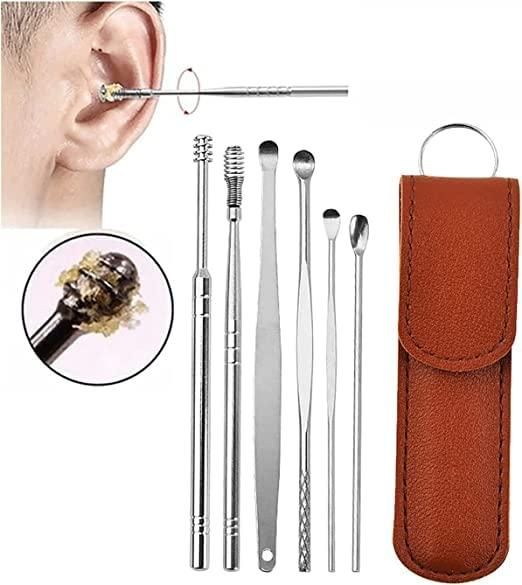 6-teiliges Werkzeug zur Ohrenschmalzentfernung aus Edelstahl