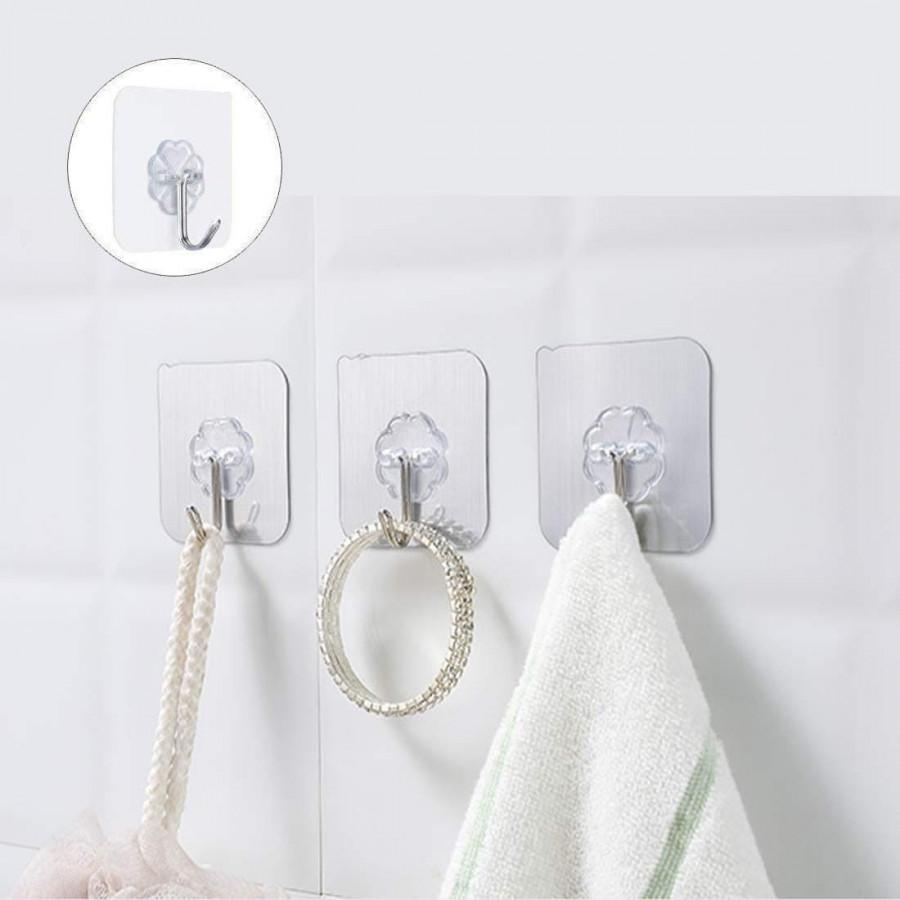 Hooks-Transparent Self Adhesive Hooks Hanger(Pack of 12)