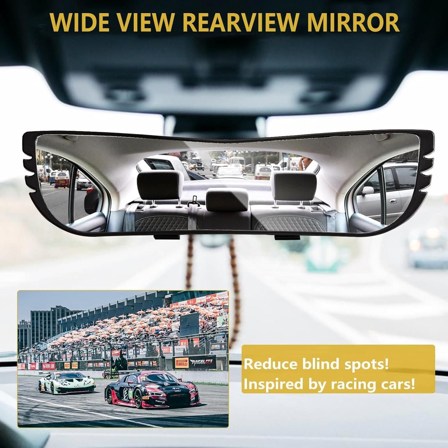 Wide Angle Rearview Mirror with Angel Vision