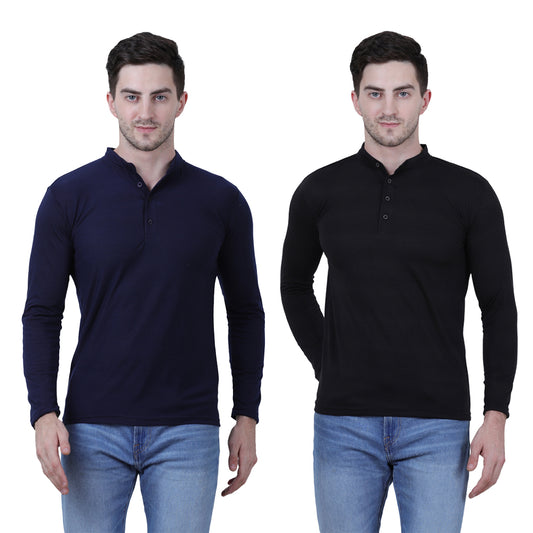 Cotton Blend Full Sleeves Trendy Tshirt For Men's (Pack of 2)