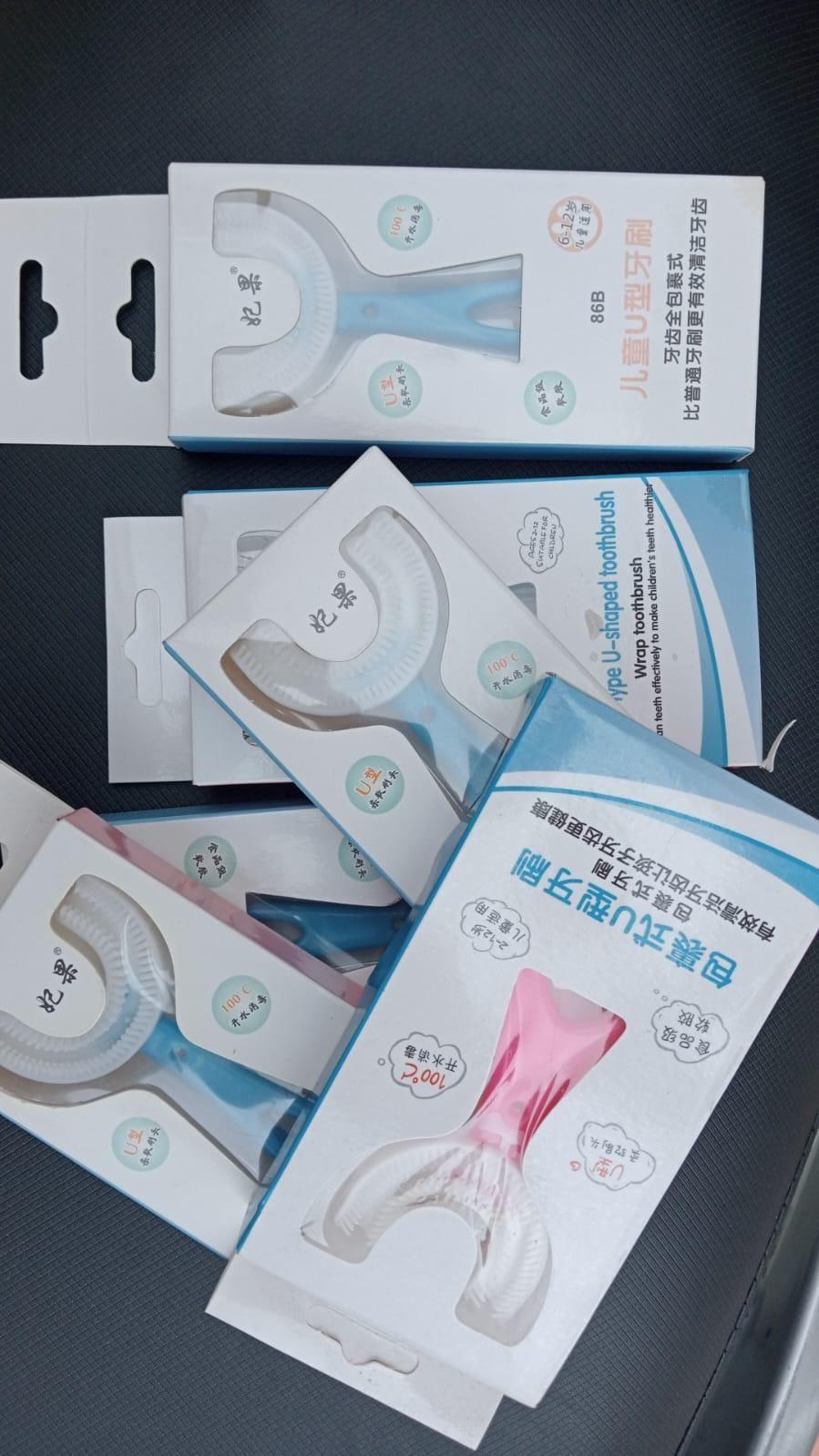 Zahnbürste - U-förmige, tragbare Zahnbürste aus Silikon (2er-Pack) (verschiedene Farben)