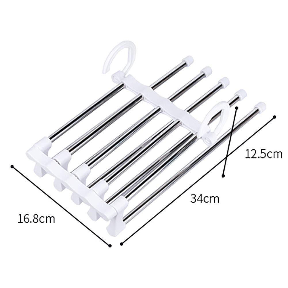 Hanger-5 In 1 Stainless Steel Multifunction Retractable Pants Rack Trouser Hanger(Pack of 2)