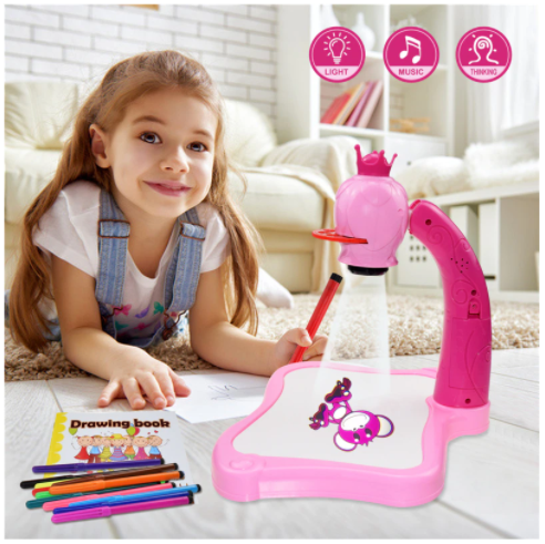 Kids Drawing Table With  Music  & Led Projector