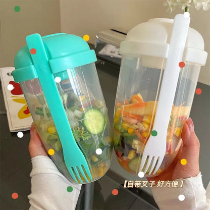 Portable Built-in Fork Mini Salad Cup