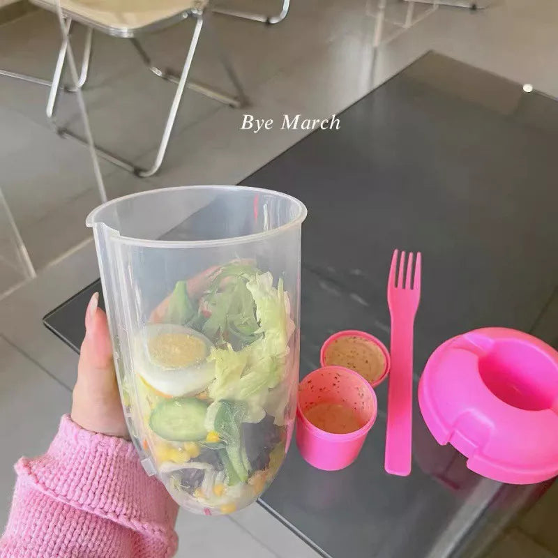 Portable Built-in Fork Mini Salad Cup