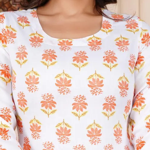 Yellow Printed Rayon Kurti