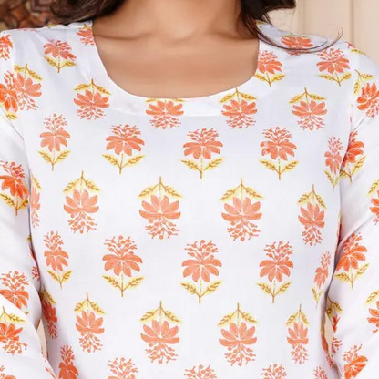 Yellow Printed Rayon Kurti