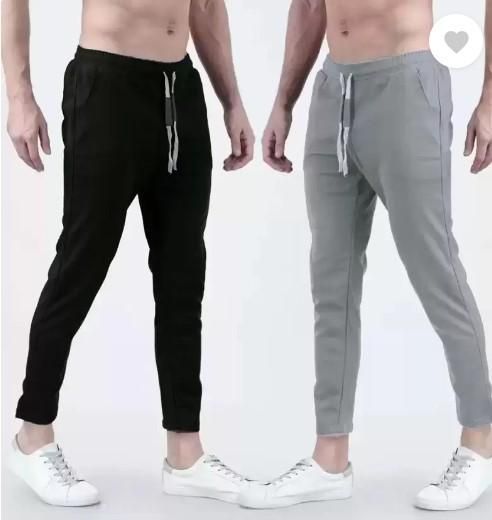Men's Solid Black & Grey Track Pants Pack of 2