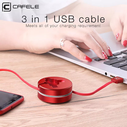 3 in 1 USB Fast Charge Cable for Android iPhone