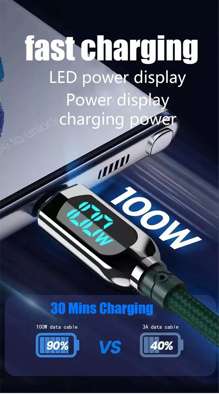 Fast Charging Cable With Display  Light