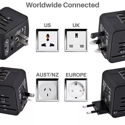 Universal International Power Adapter with 3 USB Port and Type-C