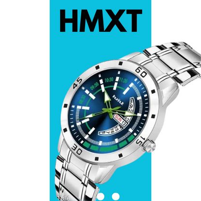 HMXT-2 डे एन डेट सीरीज पुरुषों की नीली सिल्वर चेन एनालॉग घड़ियाँ क्लासिक, आकर्षक, पेशेवर, शीर्ष-ट्रेंडी और स्टाइलिश एनालॉग घड़ियाँ पुरुषों/लड़कों के लिए ऑफिस, ऑफिस, पार्टी, पार्टी आदि के लिए 