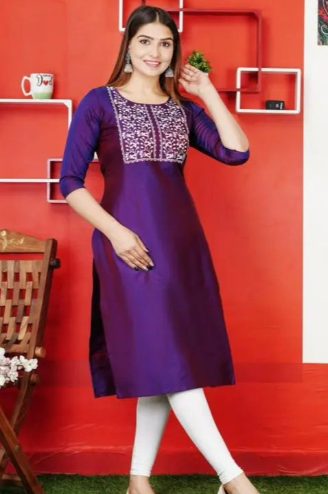 Purple Emrodery kurti for women