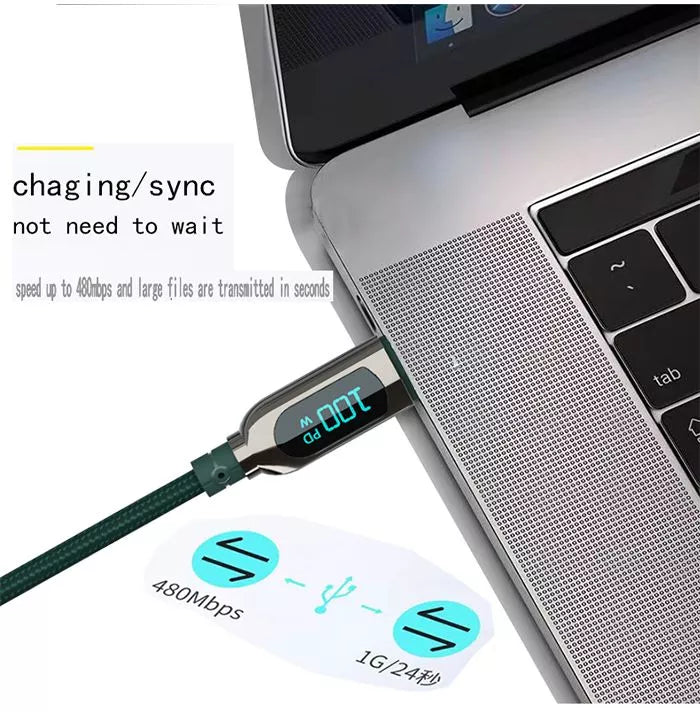 Fast Charging Cable With Display  Light