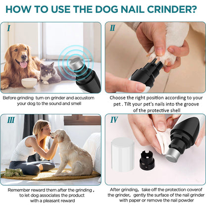 Painless Electric Cordless Pet Nail Grinder With Three Grinding Ports