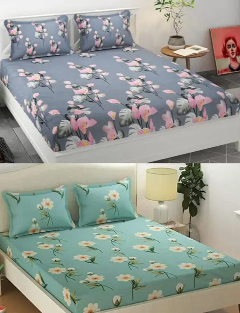 Glace Cotton Bedsheet Combo Pack 2 For Double Bed With 4 Pillow Covers