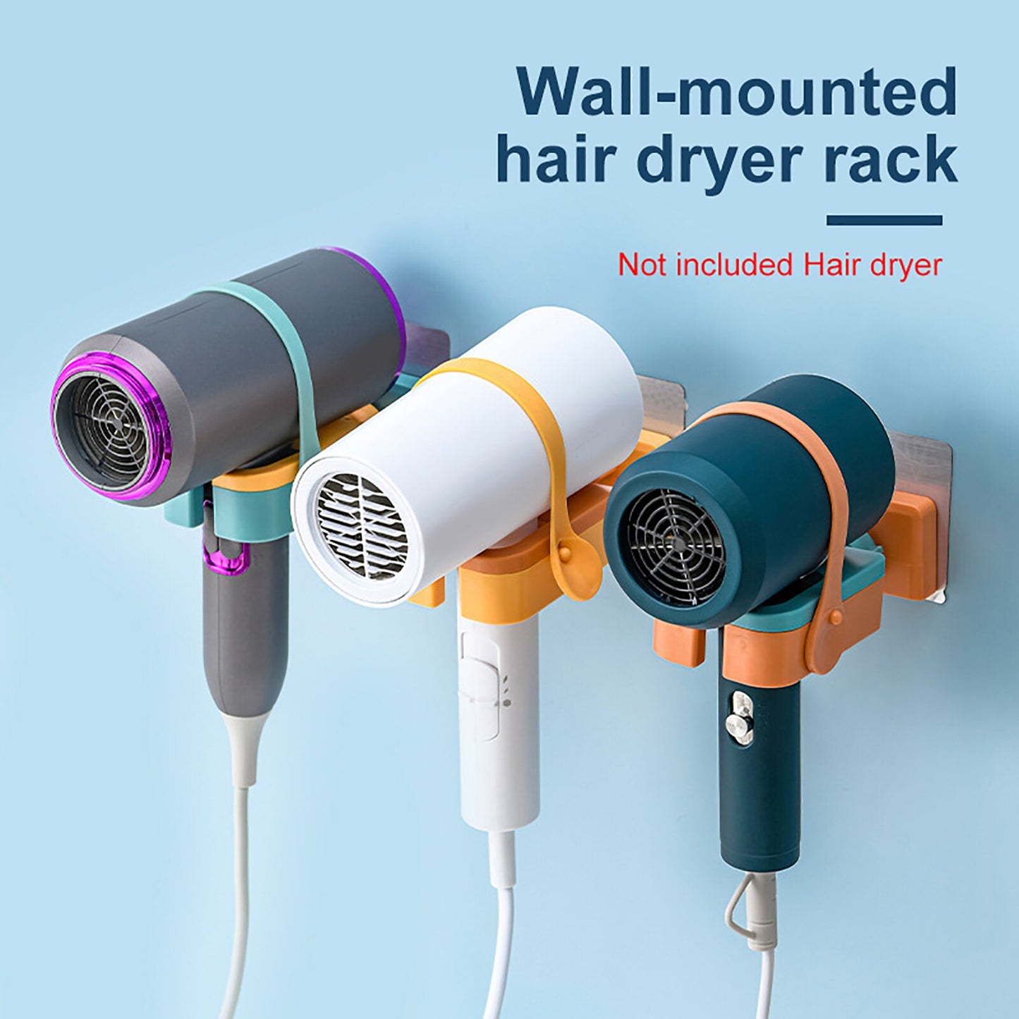 Wall-Mounted Hair Dryer Holder Rotatable Hairdryer Stand