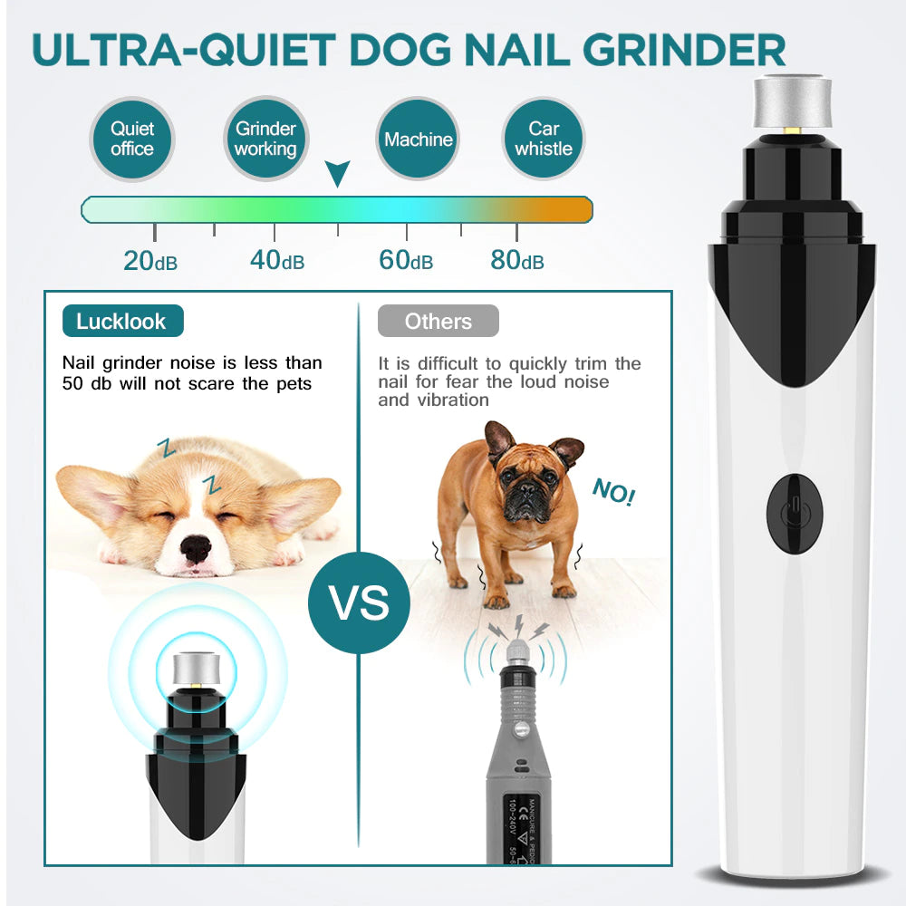 Painless Electric Cordless Pet Nail Grinder With Three Grinding Ports