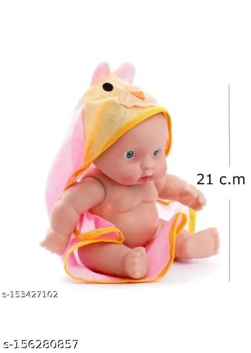 Rubber Natural Looking Baby Toy for Kids with Towel and Movable Hands and Legs for Small Kids |Real Baby Doll Like Real Baby | Natural Brown Color(Small Size