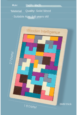 Colorful 3D Wooden Puzzle Tetris Game