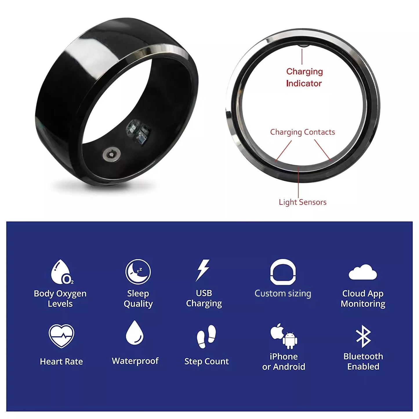 Fitness Health Tracker Smart Ring for Android IOS