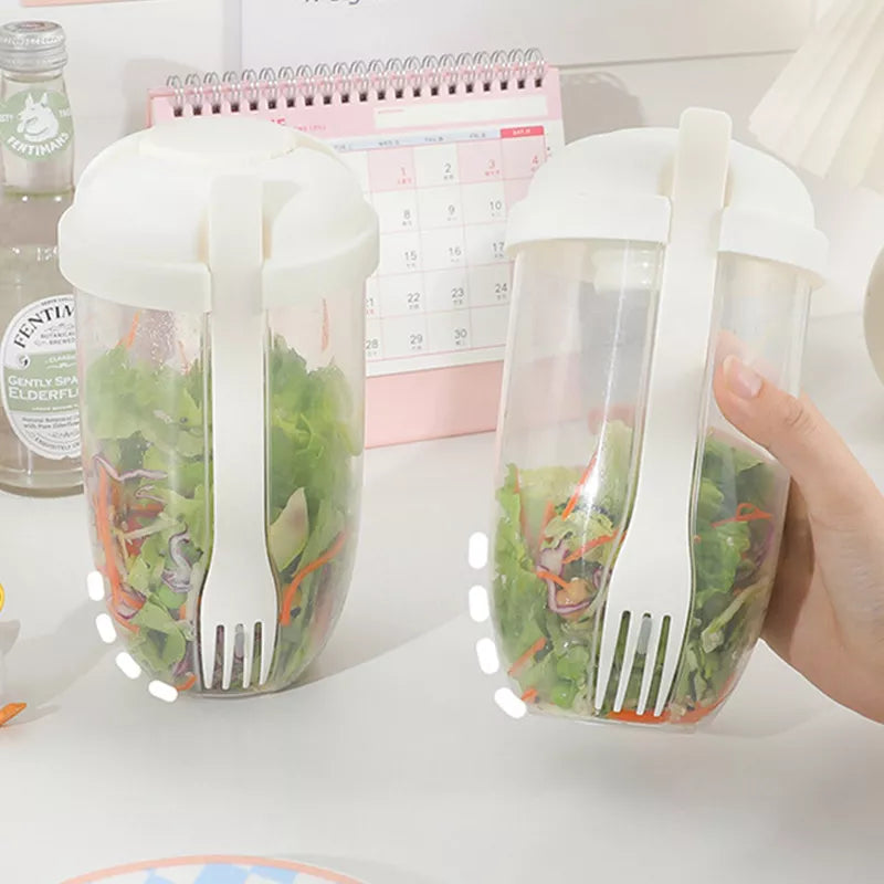 Portable Built-in Fork Mini Salad Cup