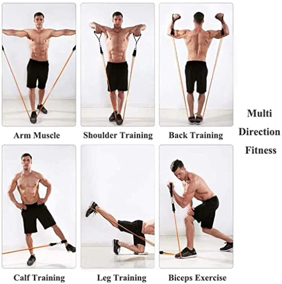 New Fitness Resistance Bands With Adjustable Hook (11Pcs/Set)