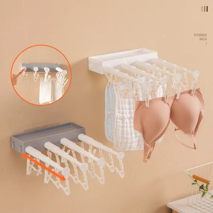 Wall-Mounted Retractable Drying Hanger With Clips
