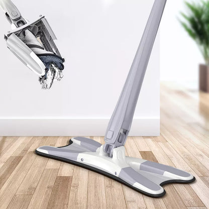 X-Type Floor Mop With Reusable Microfiber Pads