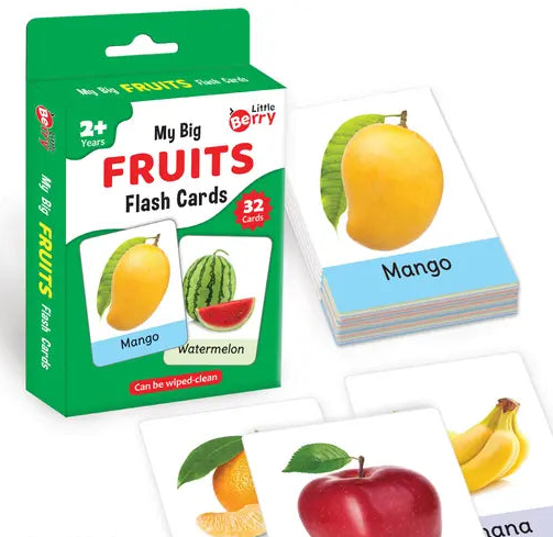 FRUITS Flash Cards for Kids (32 Cards) | Fun Learning Toy for 2-6 years
