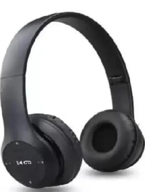 Wireless On Ear Headphones with Stereo Memory Card Support Bluetooth Headset (Black)