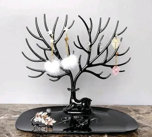 Deer Tree Jewellry Organizer Hook Stand Display Holder and Organizer for Earring/Bracelet/Necklace/keychain (Pack of 1, Black) Jewellery Organizer