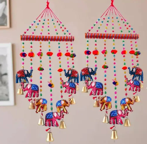 Elephant Wind Chimes Set of 2 Door Hangings for Home Décor