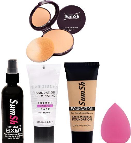 SumSh Fixer Spray, Primer, Foundation, Compact Powder, Blender Spounge