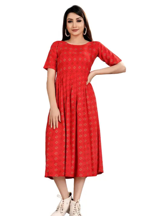 AMAZING PRINTED WOMEN ANARKALI RAYON KURTI