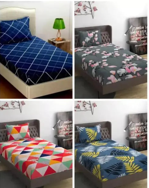 Combo Of 4 Single Bed sheet with 4 Pillow coverv