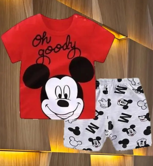 Red mickey mouse top and bottom set