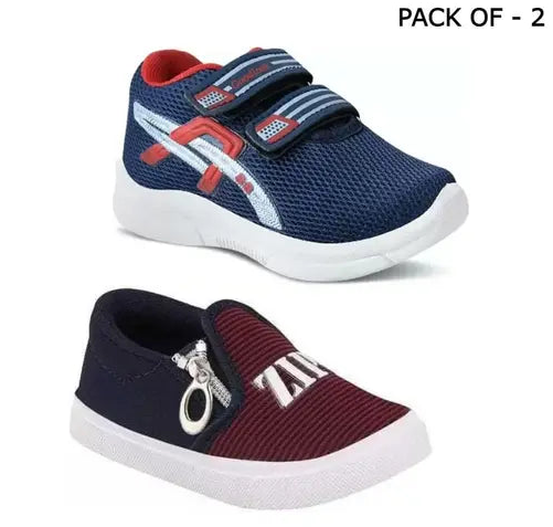 Kids Combo Pack Of 2 casual velcro shoe & Slip On Zip Shoe For Boys & girls