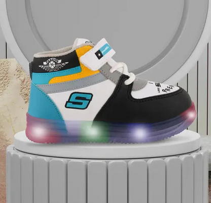 Prattle Foot LED-Schuhe für Kinder, lässige LED-Schuhe mit Klettverschluss, leichte Schuhe, Outdoor-Sportschuhe für kleine Kinder, GlowT101Cgreen-$- 